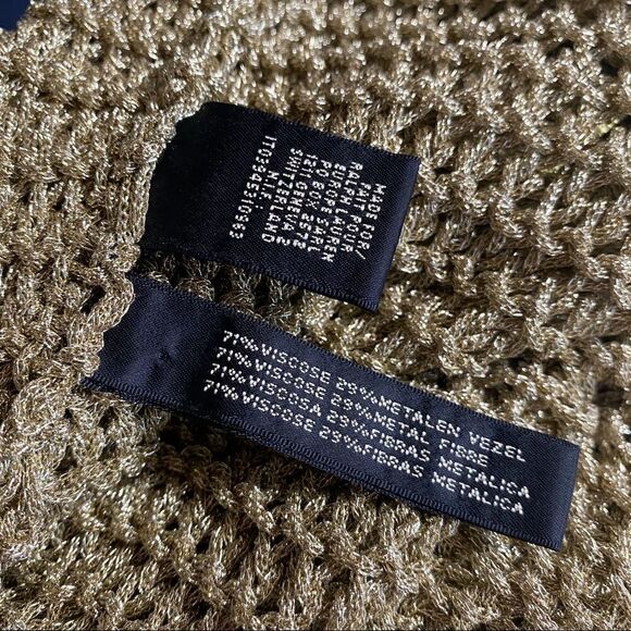 Ralph Lauren Gold Lame Open Hand Knit Mesh Sleeveless Scoop-neck Tank Sweater - Picture 15 of 16